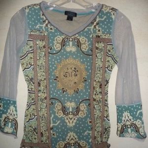 Anac Kimmy Sheer Sleeves Design Womens Top